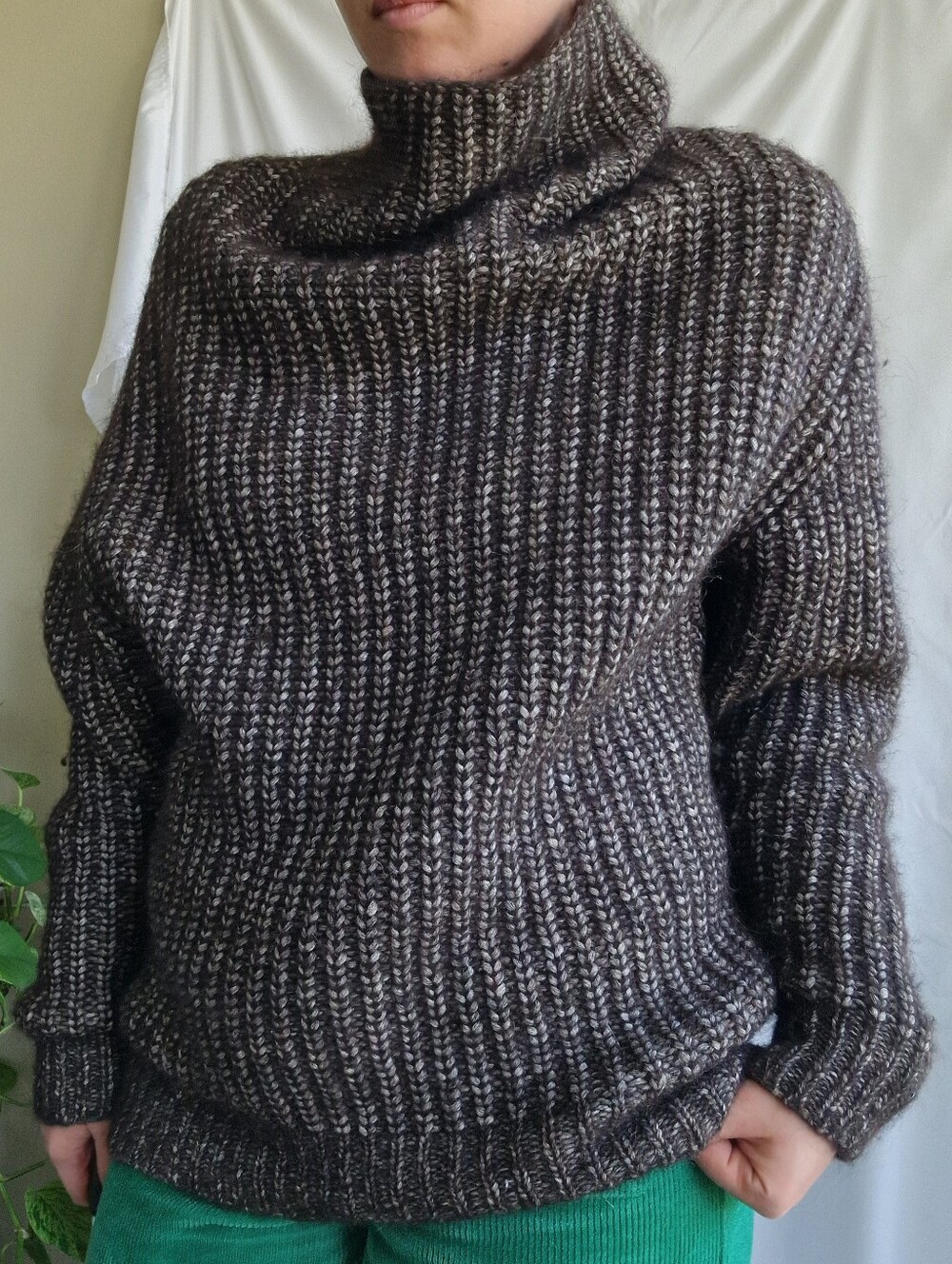 Wilfred Marled Brown and Cream Ribbed Turtleneck Sweater - Picture 2 of 5